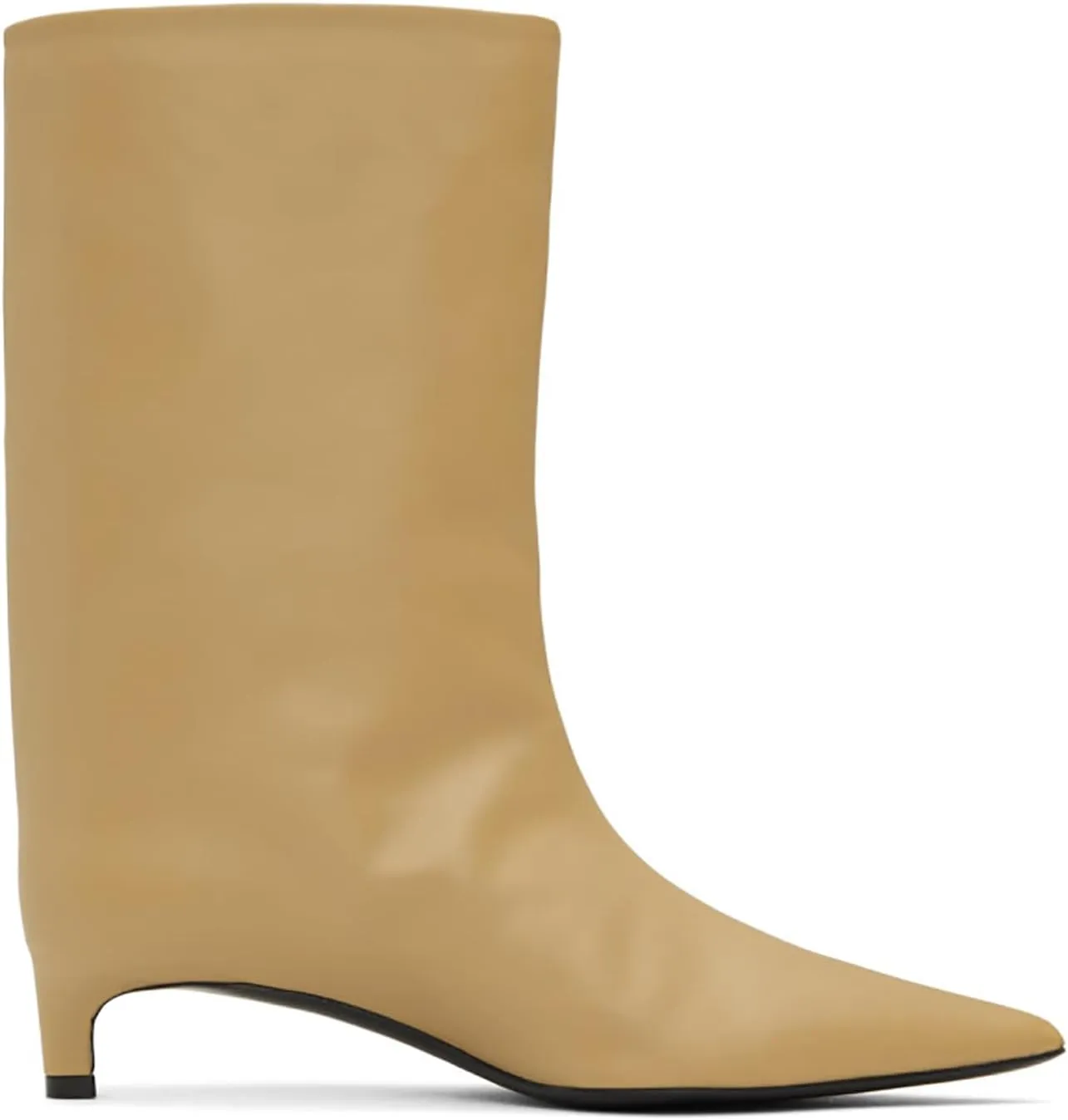 MOOMMO Women Kitten Heel Calf Boots Pointed Toe Pull On Wide Calf Boots Slouch Comfort 1.5 inch Low Heel Mid Calf Dress Boots Matte Short Boots Casual Party 4-11 M US