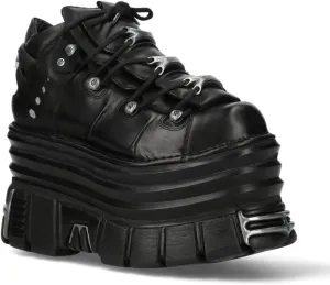 New Rock M-106-C181 Black Gothic Punk Chunky Platform Ankle Boots