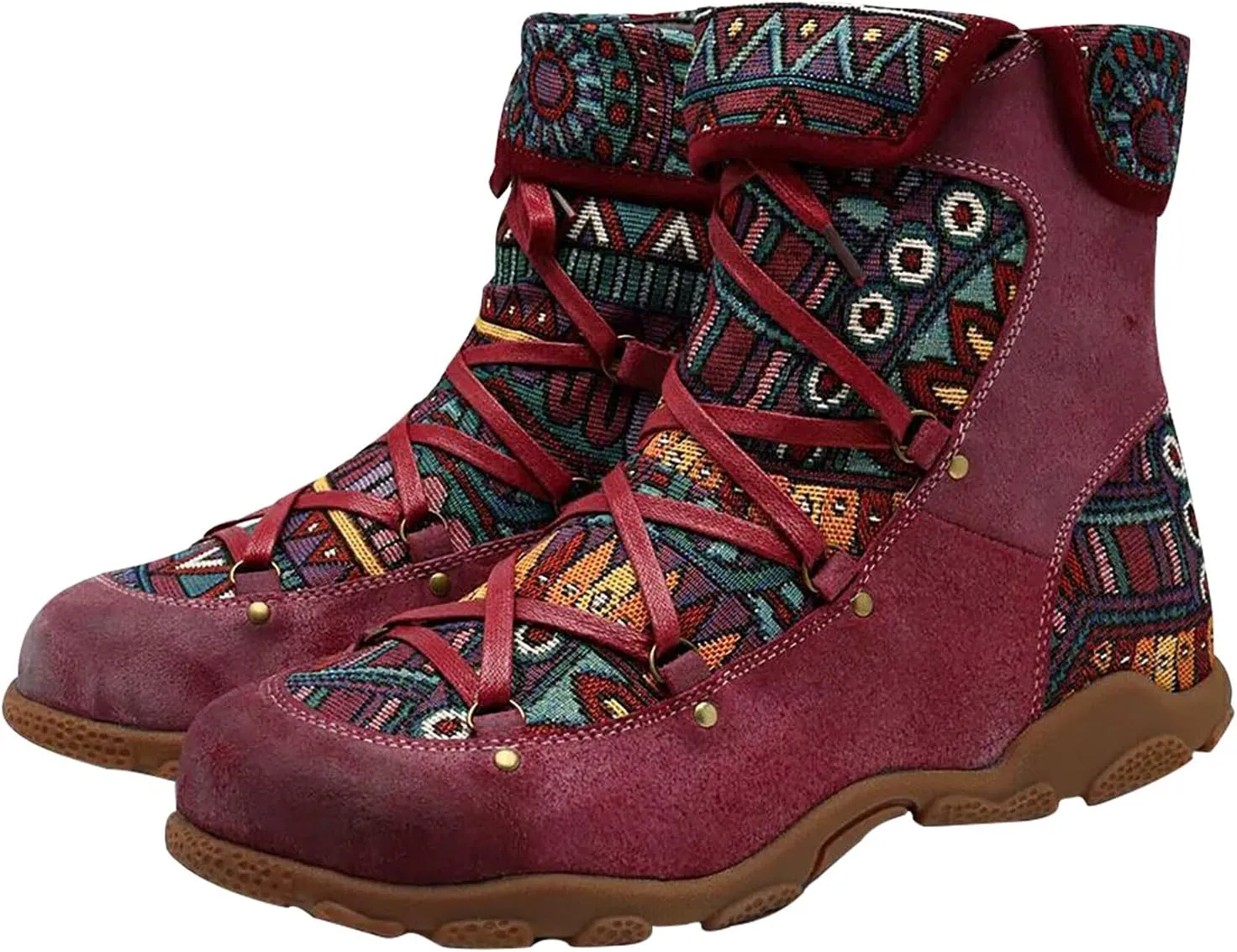 oiangi Boots for Women Ankle Booties Fashion Comfy Leather Arch Support Steel Toe Zipper Bohemian Boots Waterproof and Windproof Soft Damping Shoes