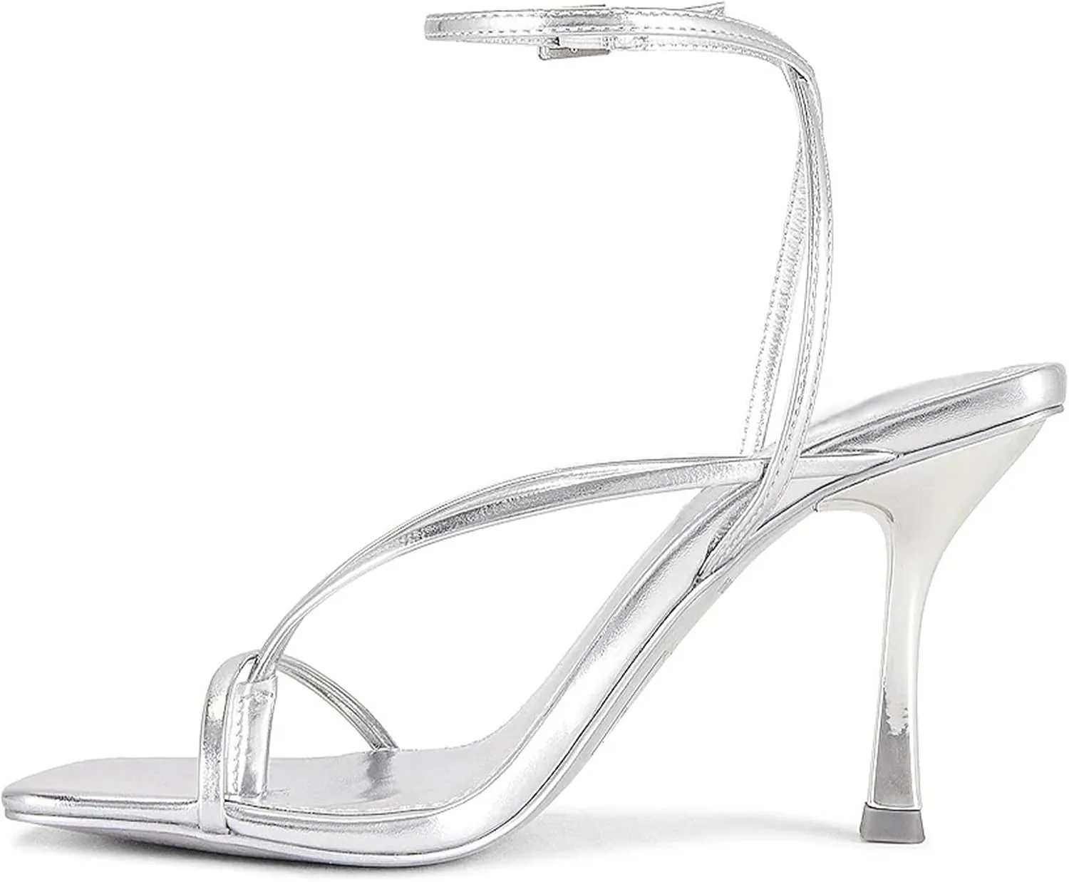 olomisa Strappy Heels for Women Square Toe Thong Heels Ankle Strap Stiletto Heeled Sandals