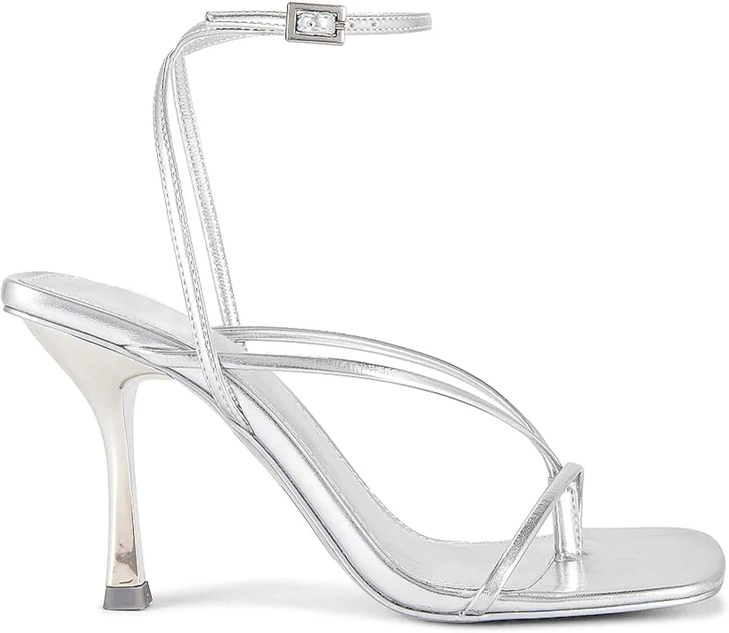 olomisa Strappy Heels for Women Square Toe Thong Heels Ankle Strap Stiletto Heeled Sandals