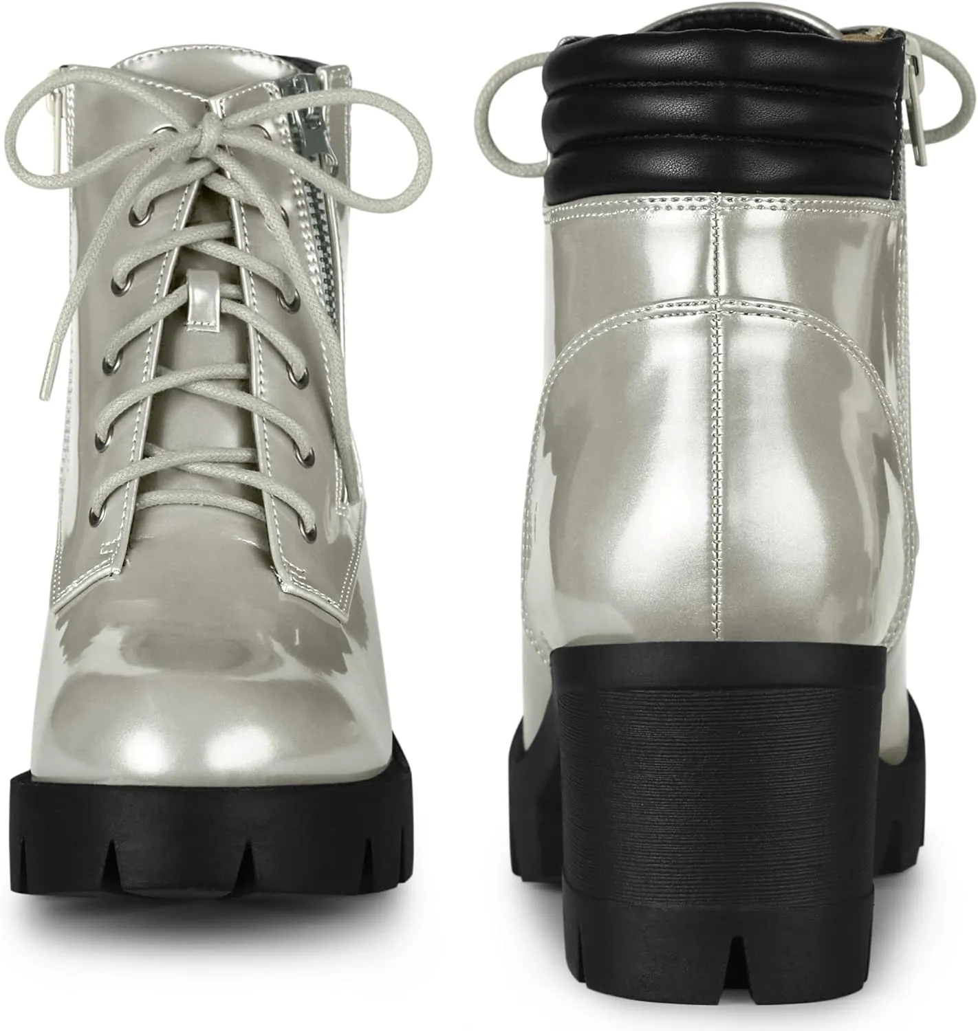 Perphy Platform Ankle Boots Lace Up Chunky Heel Combat Boots for Women