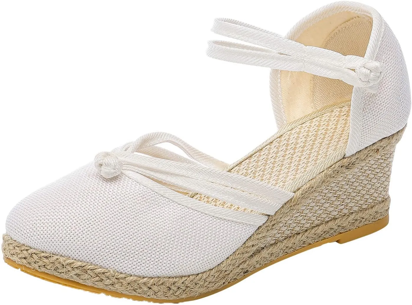 Platform Wedge Sandals for Women,Espadrille Sandals for Women Summer Dressy 2024 Closed Toe Ankle Strap Wedge Heels Sandals Comfortable Anti Slip Beach Boho Orthopedic Sandals Casual Canvas Sandals