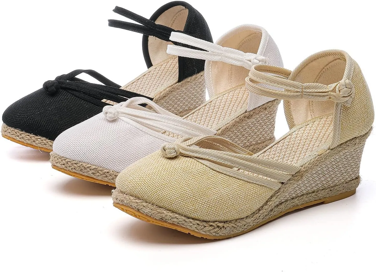 Platform Wedge Sandals for Women,Espadrille Sandals for Women Summer Dressy 2024 Closed Toe Ankle Strap Wedge Heels Sandals Comfortable Anti Slip Beach Boho Orthopedic Sandals Casual Canvas Sandals