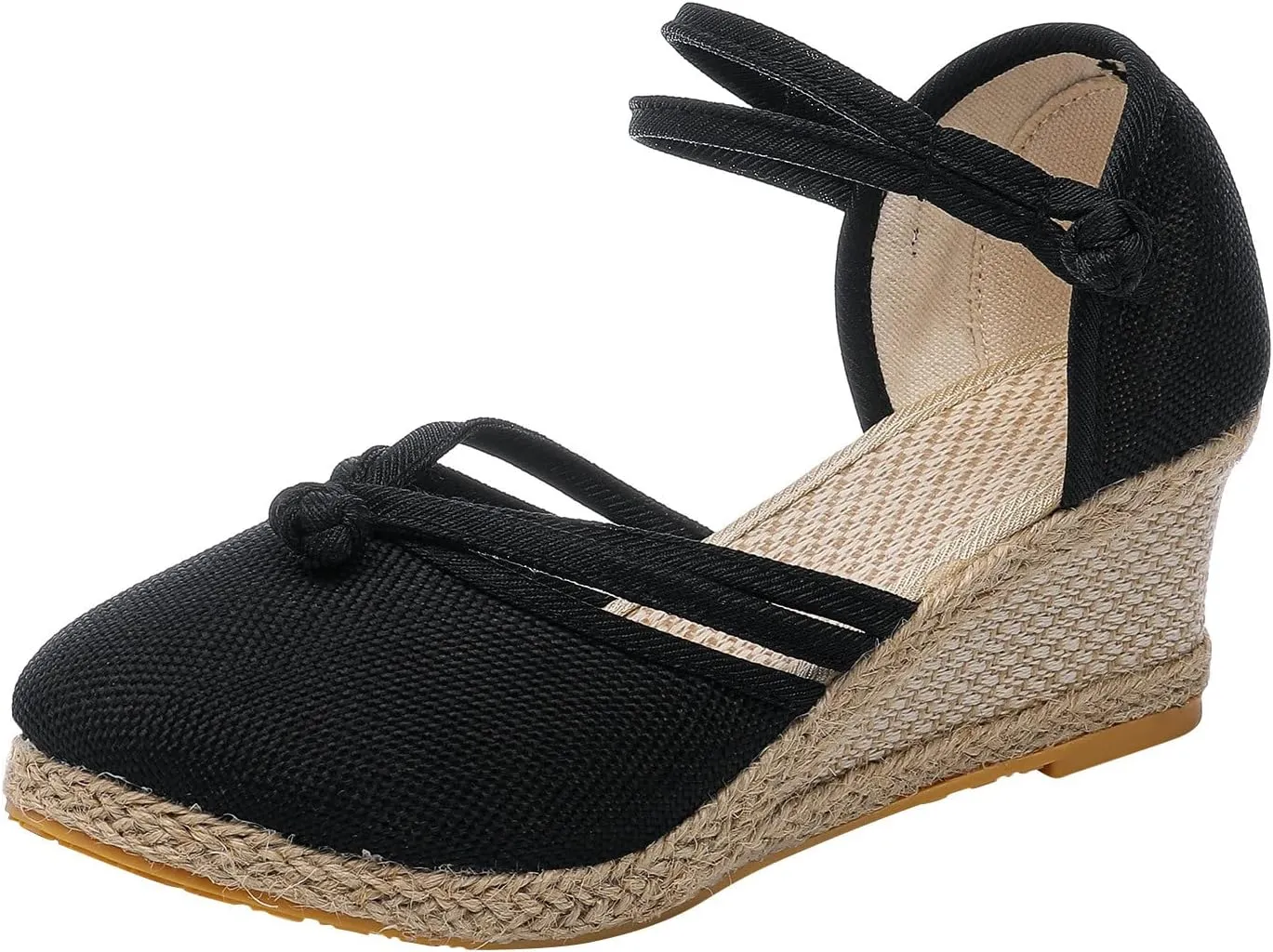 Platform Wedge Sandals for Women,Espadrille Sandals for Women Summer Dressy 2024 Closed Toe Ankle Strap Wedge Heels Sandals Comfortable Anti Slip Beach Boho Orthopedic Sandals Casual Canvas Sandals
