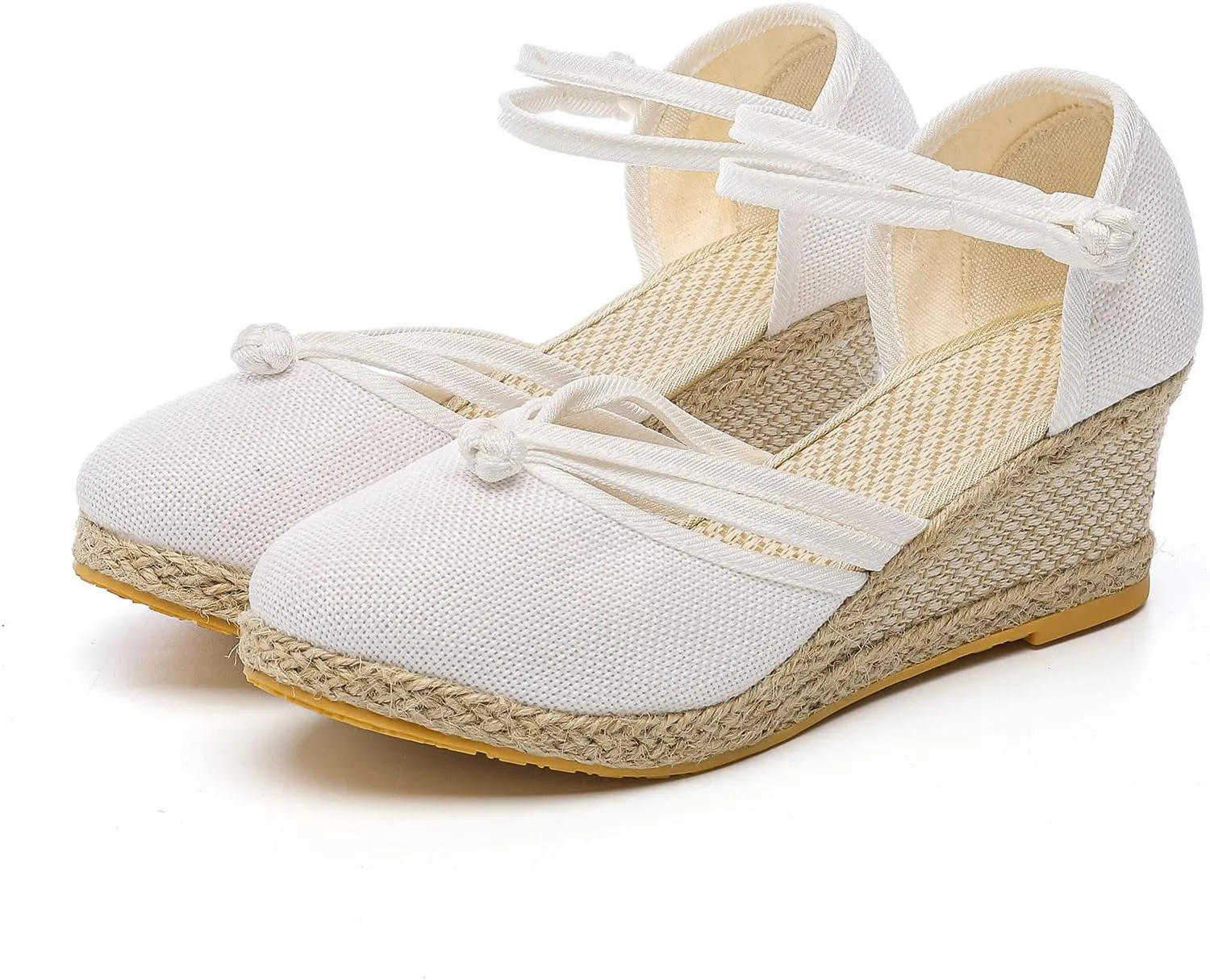 Platform Wedge Sandals for Women,Espadrille Sandals for Women Summer Dressy 2024 Closed Toe Ankle Strap Wedge Heels Sandals Comfortable Anti Slip Beach Boho Orthopedic Sandals Casual Canvas Sandals