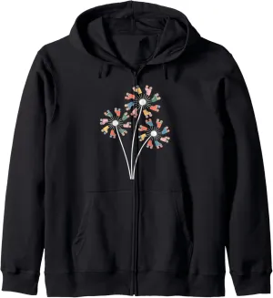 Retro Dandelion Roller Skate Shoes Skater Roller Skating Zip Hoodie