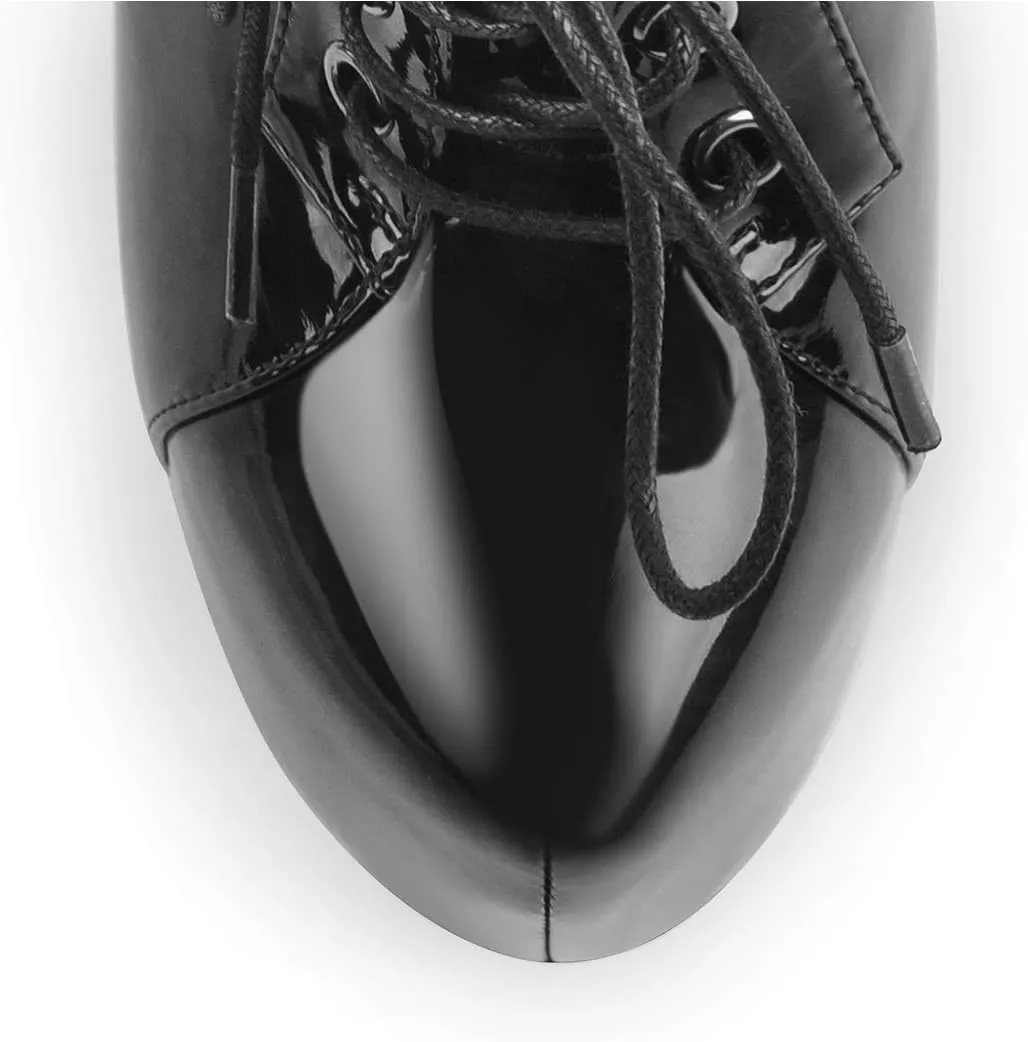 Richealnana Women's Platform Ankle Boots Lace Up Low Top High Heels