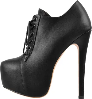 Richealnana Women's Platform Ankle Boots Lace Up Low Top High Heels