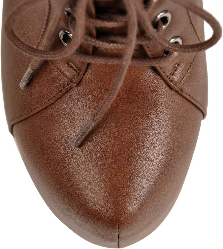 Richealnana Women's Platform Ankle Boots Lace Up Low Top High Heels