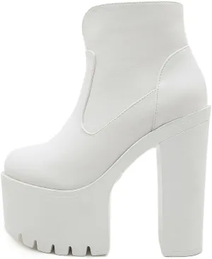 Roimaash Stylish Platform Ankle Boots Chunky Heels Goth Booties