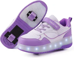 Roller Skate Shoes for Boys Girl Sneakers with Retractable Wheels-Stylish Trainers for Kids, Enhanced Safety LED Light-Up USB Rechargeable Skateboarding Perfect for Party, Birthday, Christmas