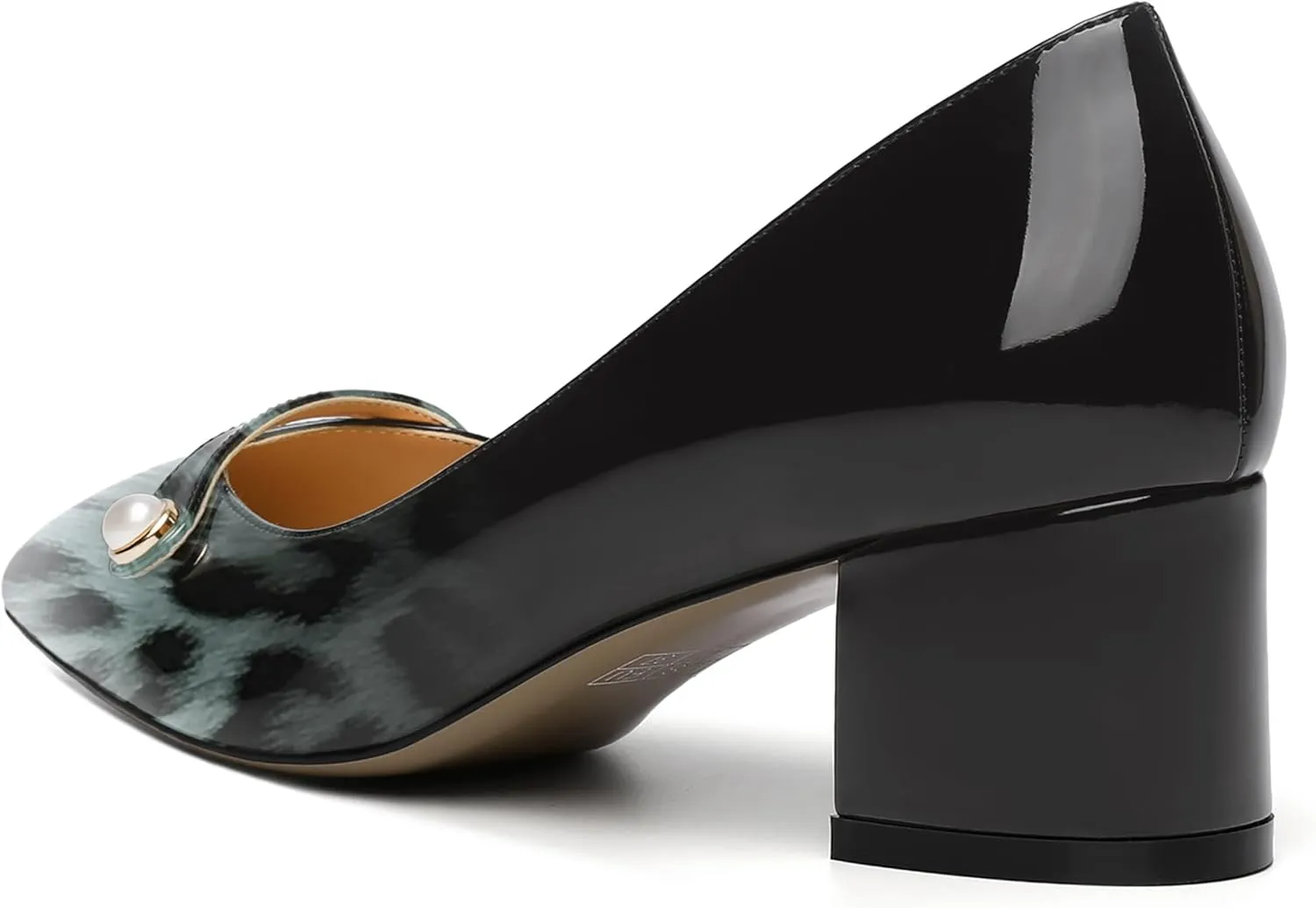 ROSERWISH Womens Party Dress Slip On Patent Pointed Toe Chunky Low Heel Pumps Shoes 2 Inch