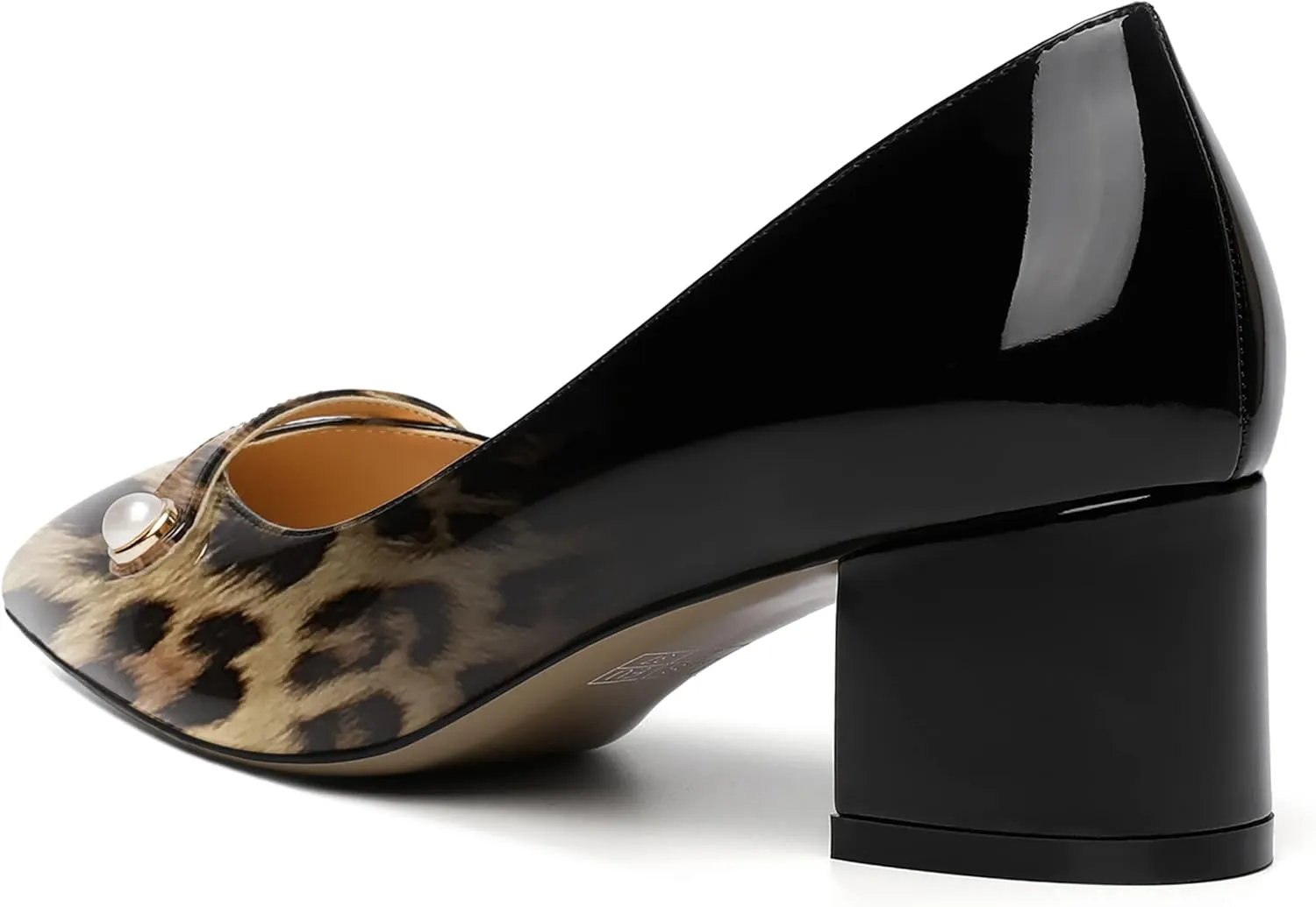 ROSERWISH Womens Party Dress Slip On Patent Pointed Toe Chunky Low Heel Pumps Shoes 2 Inch