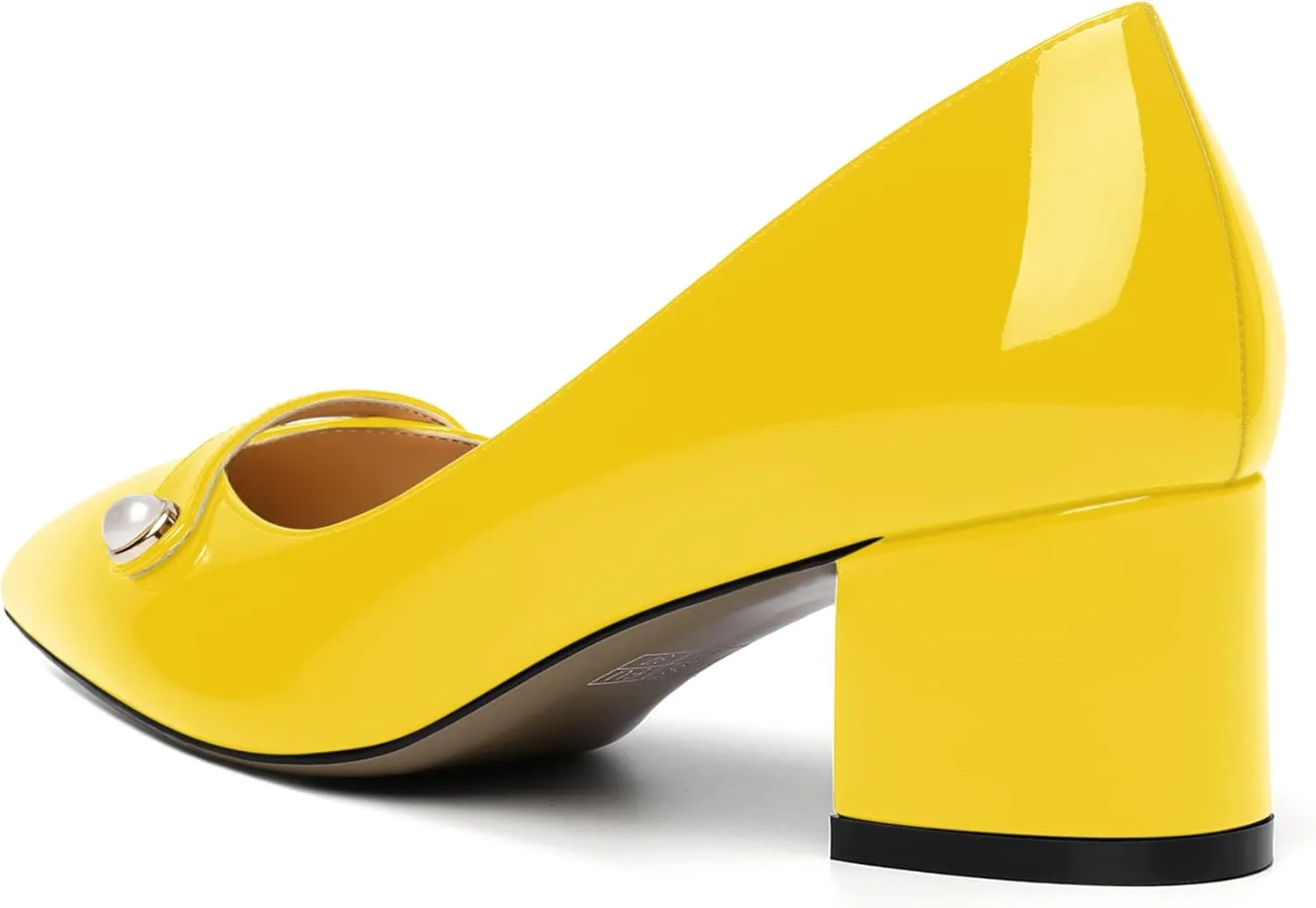 ROSERWISH Womens Party Dress Slip On Patent Pointed Toe Chunky Low Heel Pumps Shoes 2 Inch