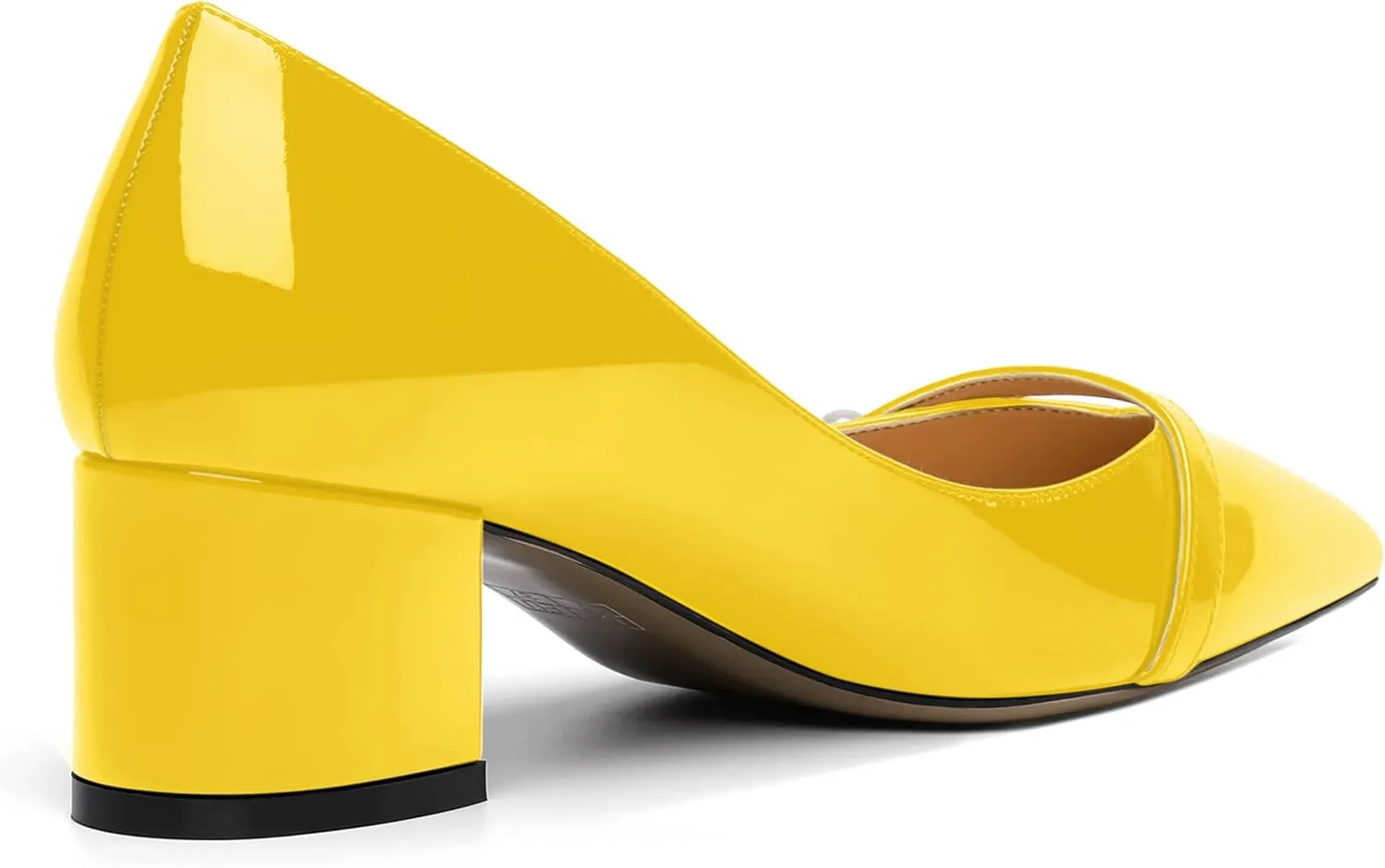 ROSERWISH Womens Party Dress Slip On Patent Pointed Toe Chunky Low Heel Pumps Shoes 2 Inch