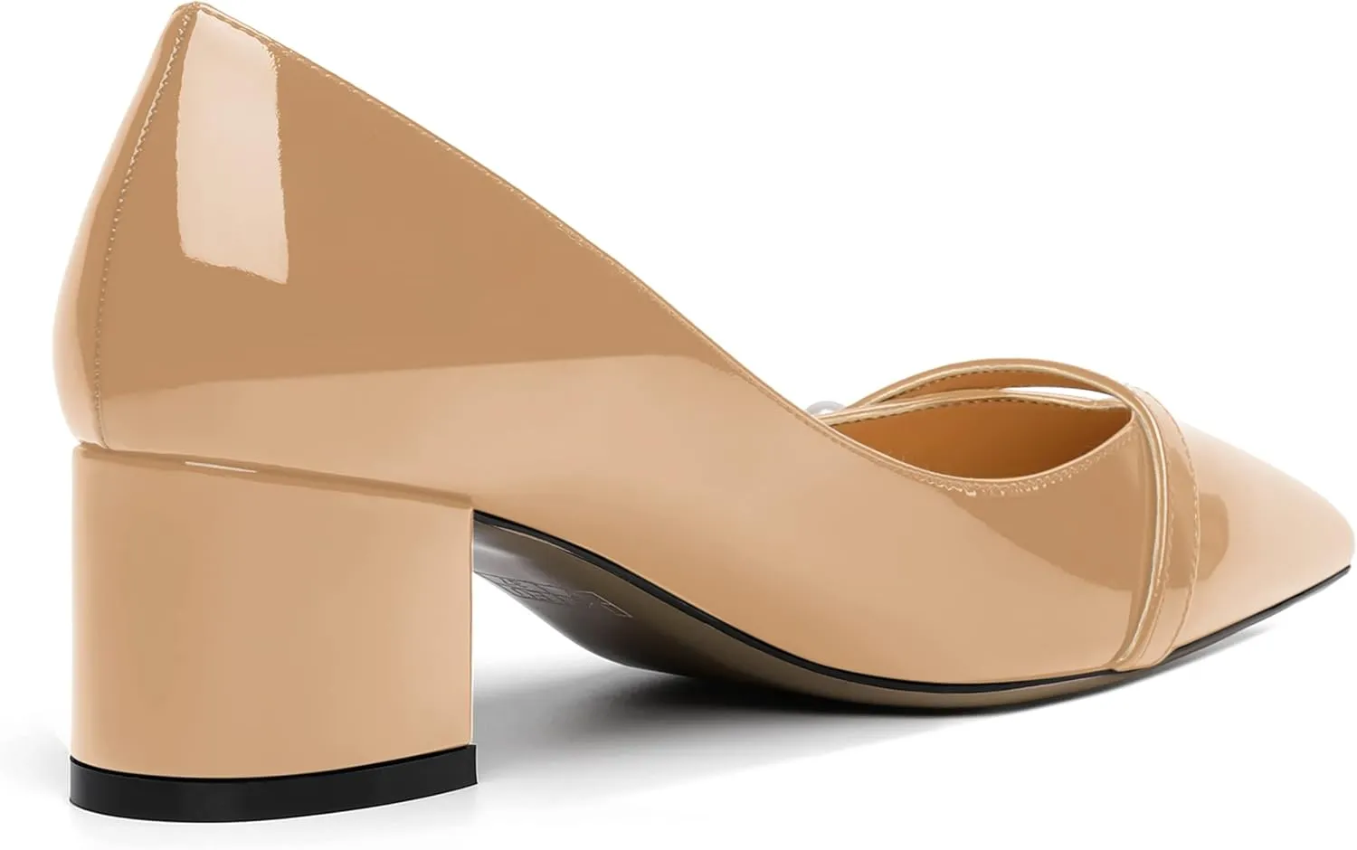 ROSERWISH Womens Party Dress Slip On Patent Pointed Toe Chunky Low Heel Pumps Shoes 2 Inch