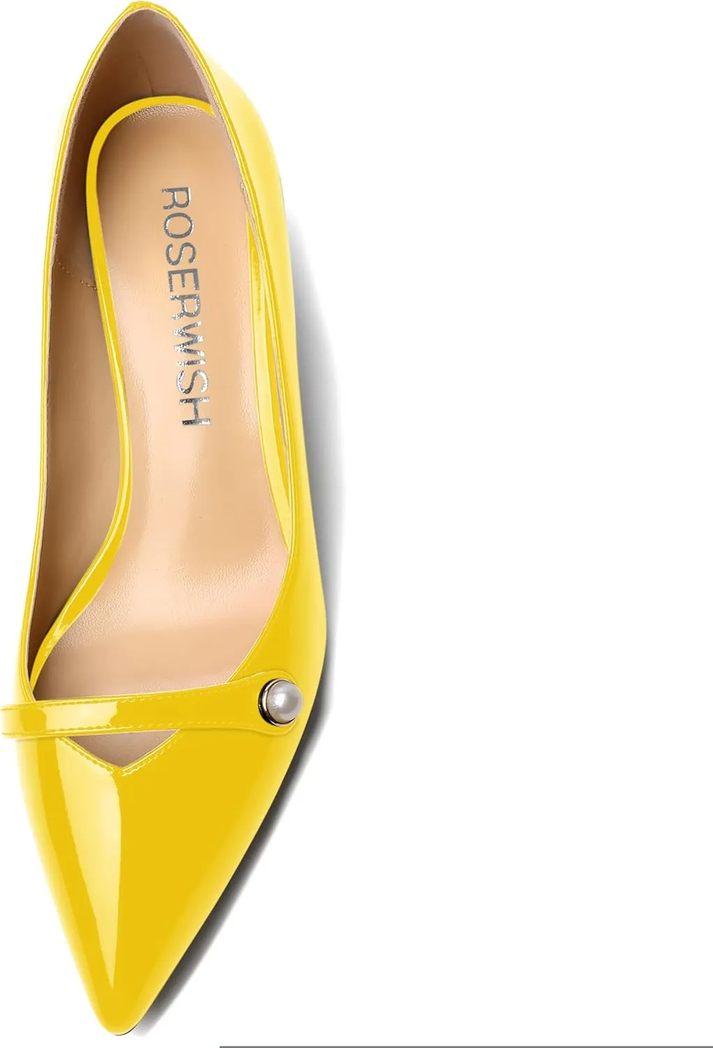 ROSERWISH Womens Party Dress Slip On Patent Pointed Toe Chunky Low Heel Pumps Shoes 2 Inch