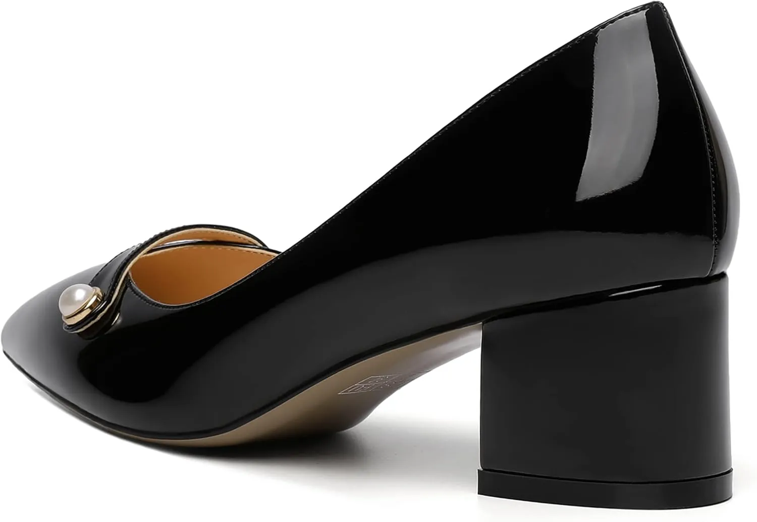 ROSERWISH Womens Party Dress Slip On Patent Pointed Toe Chunky Low Heel Pumps Shoes 2 Inch