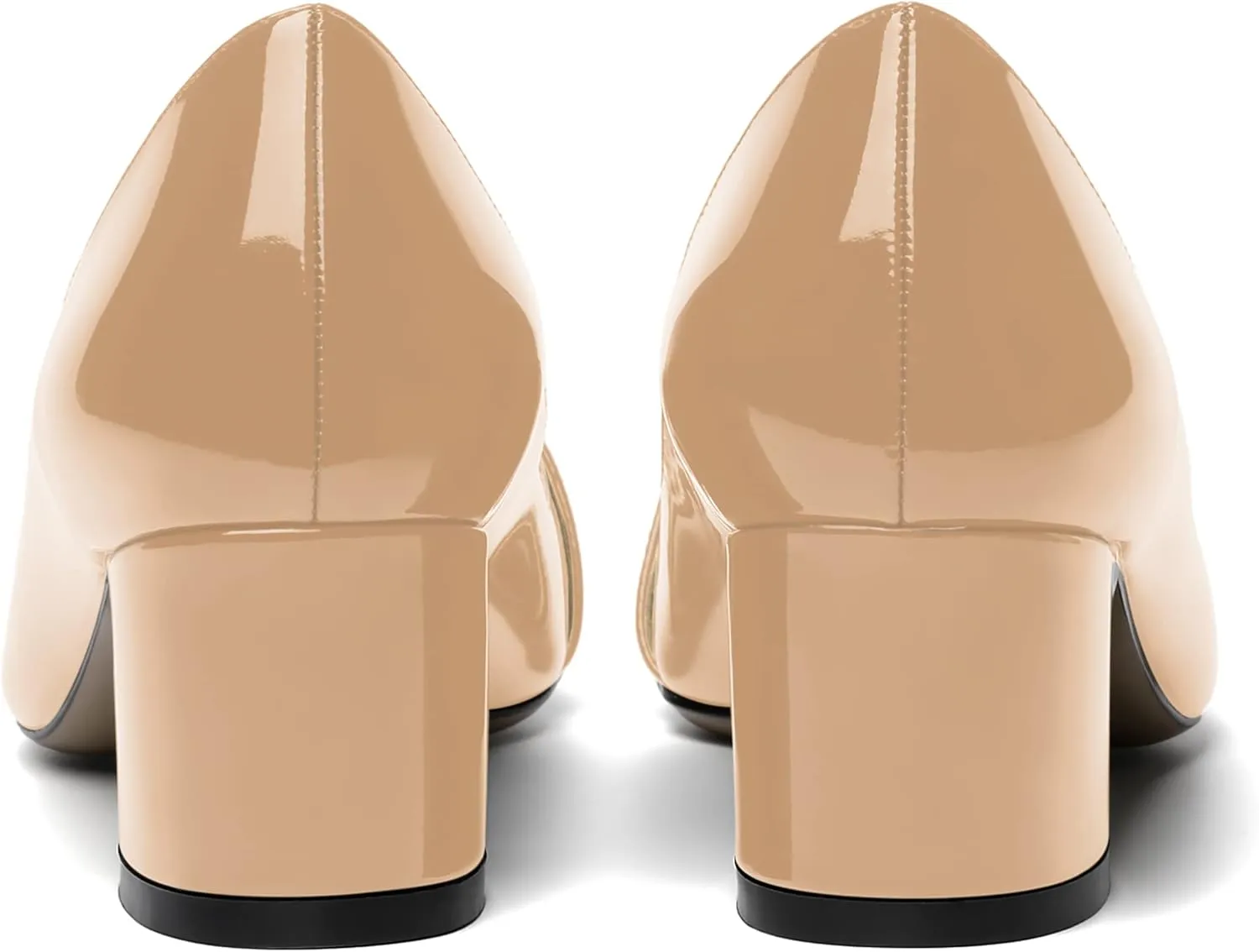 ROSERWISH Womens Party Dress Slip On Patent Pointed Toe Chunky Low Heel Pumps Shoes 2 Inch
