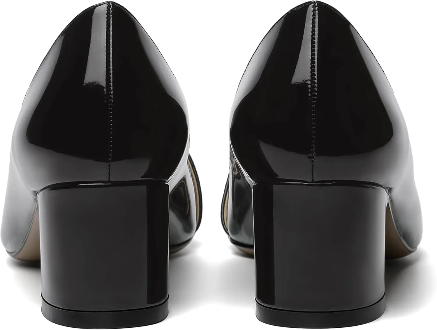 ROSERWISH Womens Party Dress Slip On Patent Pointed Toe Chunky Low Heel Pumps Shoes 2 Inch