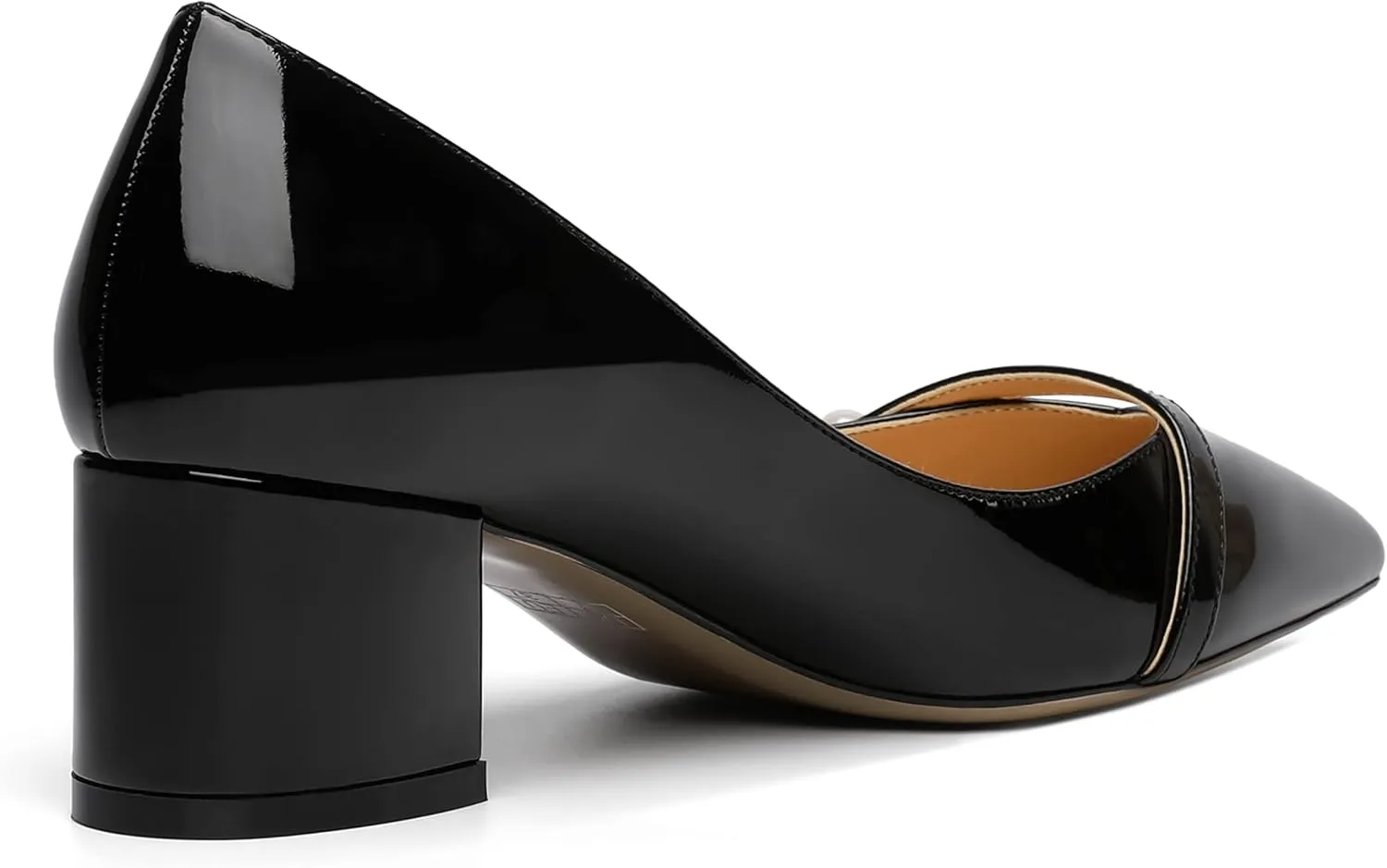 ROSERWISH Womens Party Dress Slip On Patent Pointed Toe Chunky Low Heel Pumps Shoes 2 Inch