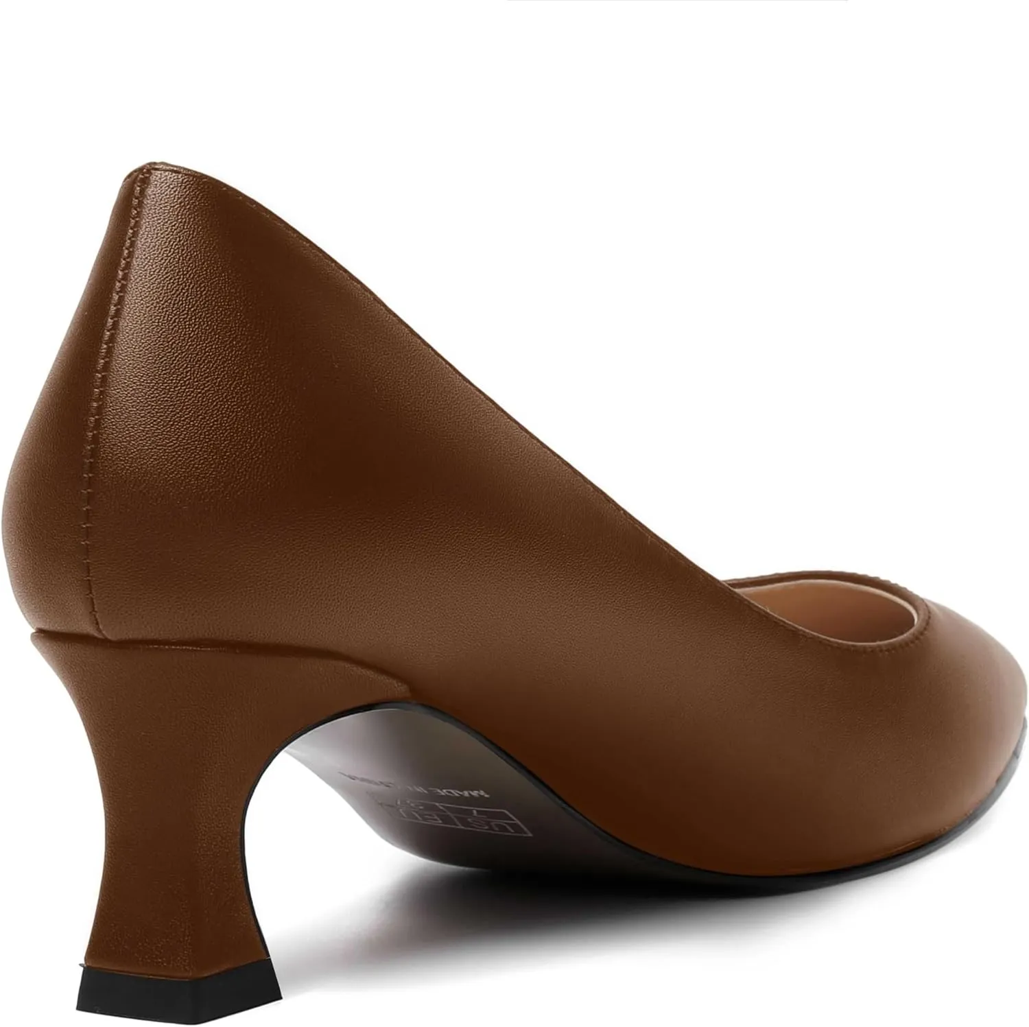 ROSERWISH Womens Pointed Toe Office Casual Elegant Matte Slip On Spool Kitten Low Heel Pumps Shoes 2 Inch