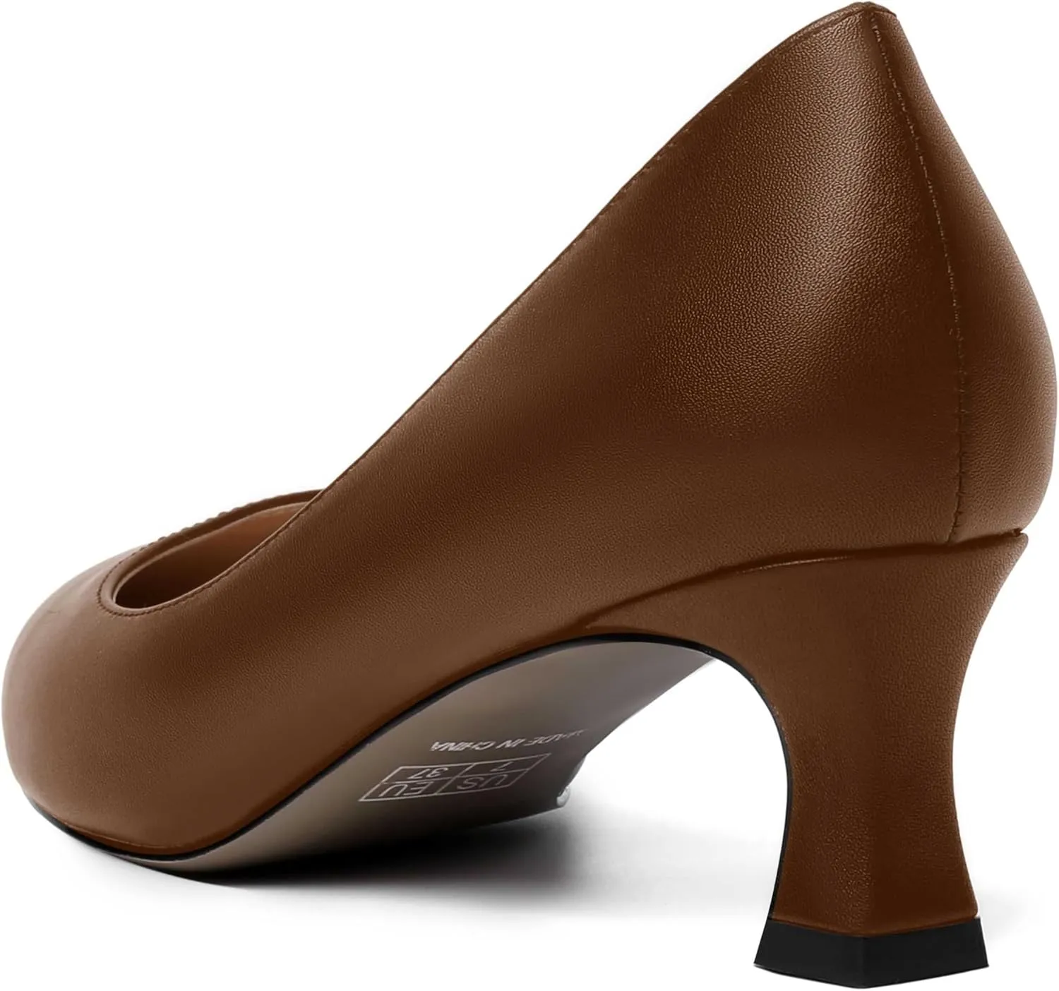 ROSERWISH Womens Pointed Toe Office Casual Elegant Matte Slip On Spool Kitten Low Heel Pumps Shoes 2 Inch