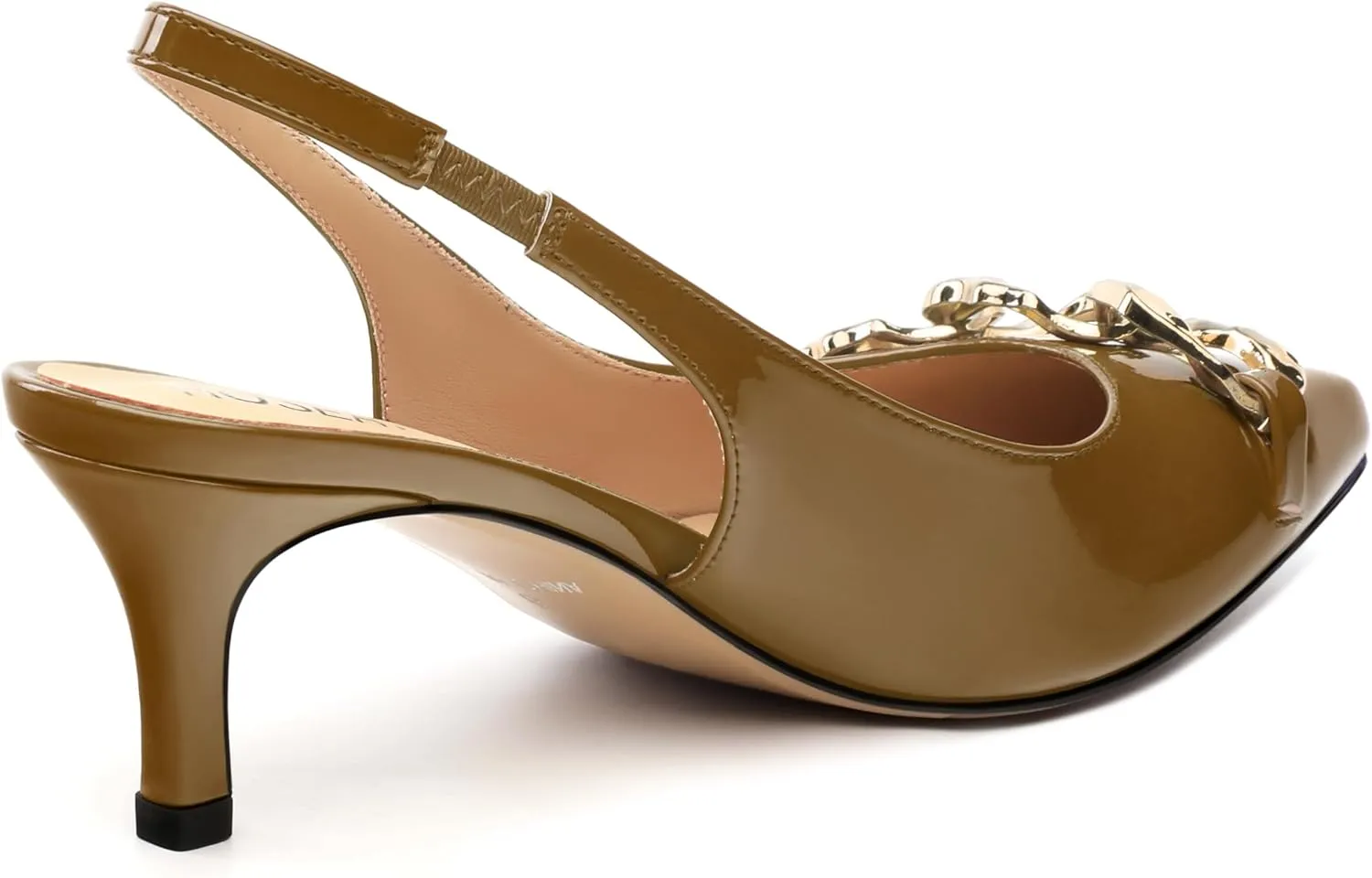 ROSERWISH Women's Slingback Kitten Heels Pointed Closed Toe Low Heel Pumps Patent Wedding Party Casual 2 inch Dress Shoes
