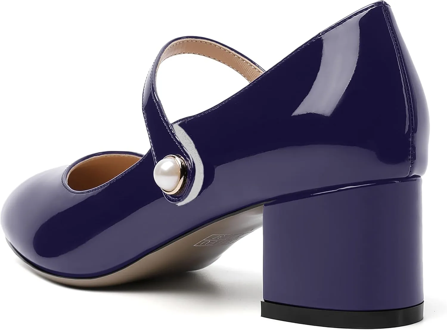 ROSERWISH Womens Strap Patent Ankle Strap Uniform Cute Round Toe Chunky Low Heel Pumps Shoes 2 Inch