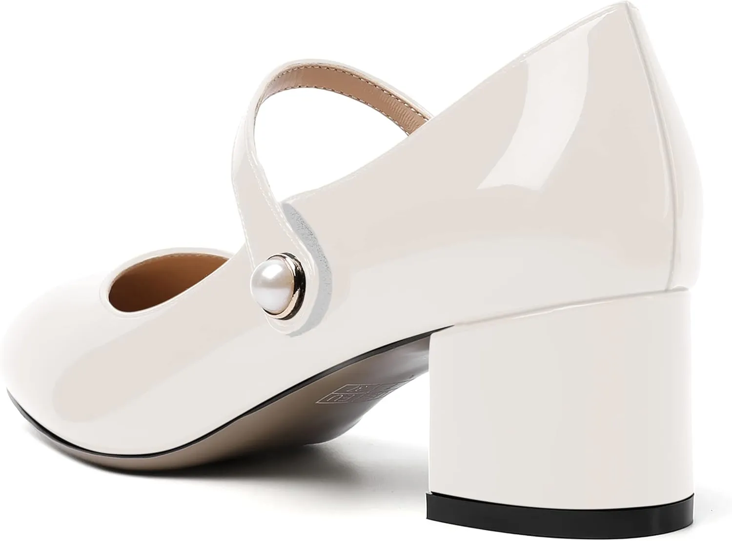 ROSERWISH Womens Strap Patent Ankle Strap Uniform Cute Round Toe Chunky Low Heel Pumps Shoes 2 Inch