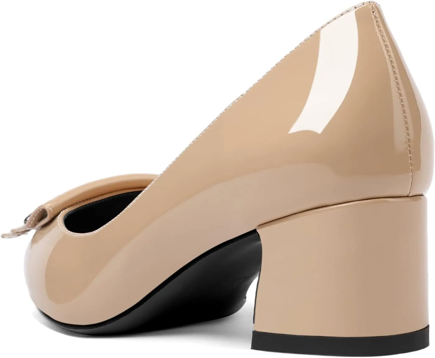SAMMITOP Women's Block Heel Chunky Pumps Low Heels Pointed Toe Heel Slip on Closed Toe Pumps for Work Casual Daily Life Party Dress Loafers Shoes with Metal Buckle