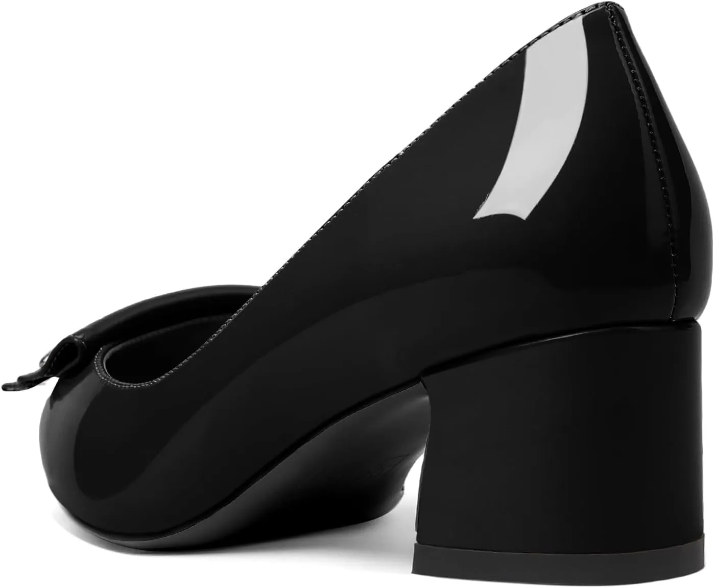 SAMMITOP Women's Block Heel Chunky Pumps Low Heels Pointed Toe Heel Slip on Closed Toe Pumps for Work Casual Daily Life Party Dress Loafers Shoes with Metal Buckle