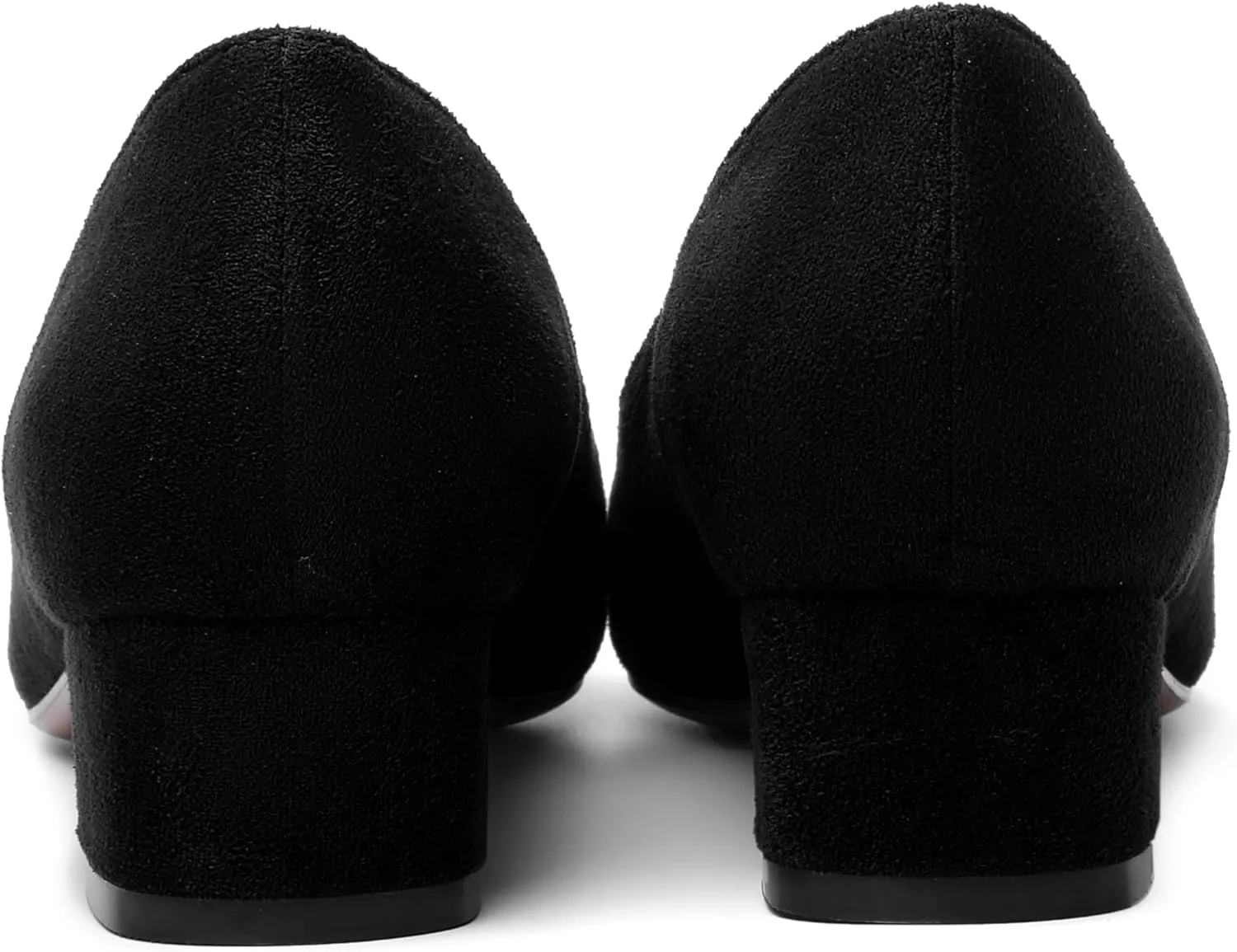 SHOWFOREST Womens Business Slip On Formal Suede Pointed Toe Solid Thick Chunky Low Heel Pumps Shoes 1.5 Inch