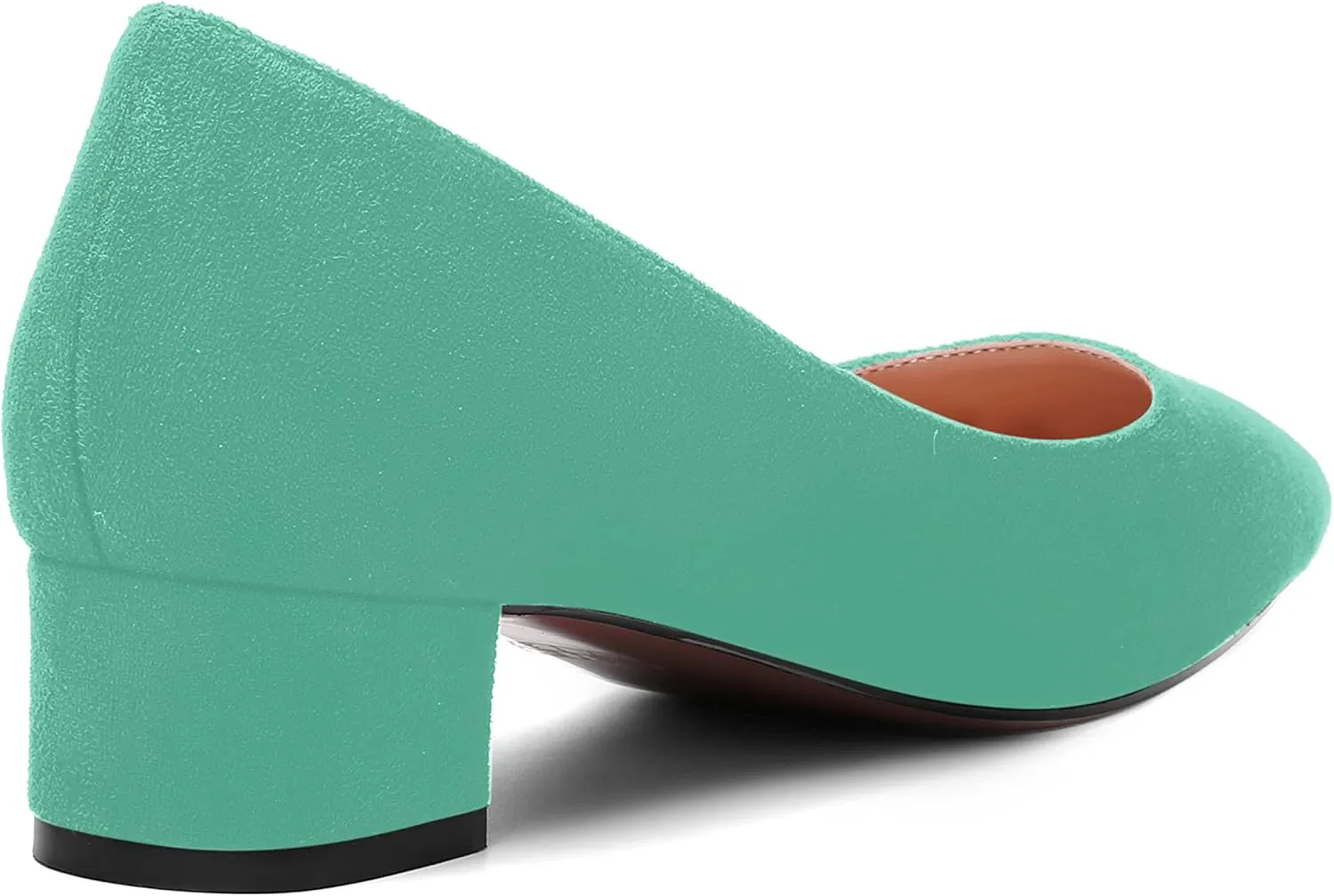 SHOWFOREST Womens Business Slip On Formal Suede Pointed Toe Solid Thick Chunky Low Heel Pumps Shoes 1.5 Inch