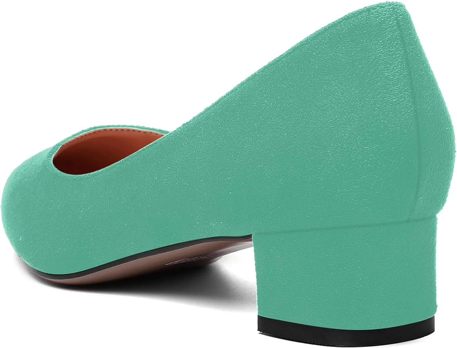 SHOWFOREST Womens Business Slip On Formal Suede Pointed Toe Solid Thick Chunky Low Heel Pumps Shoes 1.5 Inch