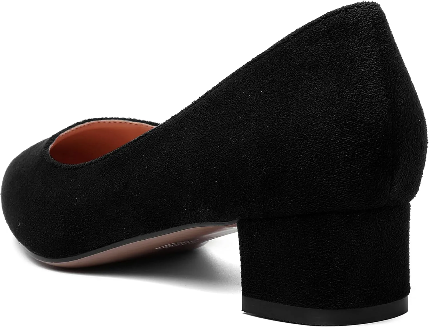 SHOWFOREST Womens Business Slip On Formal Suede Pointed Toe Solid Thick Chunky Low Heel Pumps Shoes 1.5 Inch