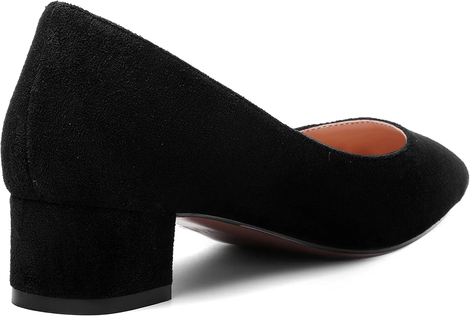 SHOWFOREST Womens Business Slip On Formal Suede Pointed Toe Solid Thick Chunky Low Heel Pumps Shoes 1.5 Inch