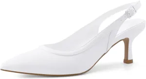 Slingback Heels for Women Kitten Heels Mesh Gauze Pumps Pointed Toe Stiletto Sandals Wedding Dress Shoes