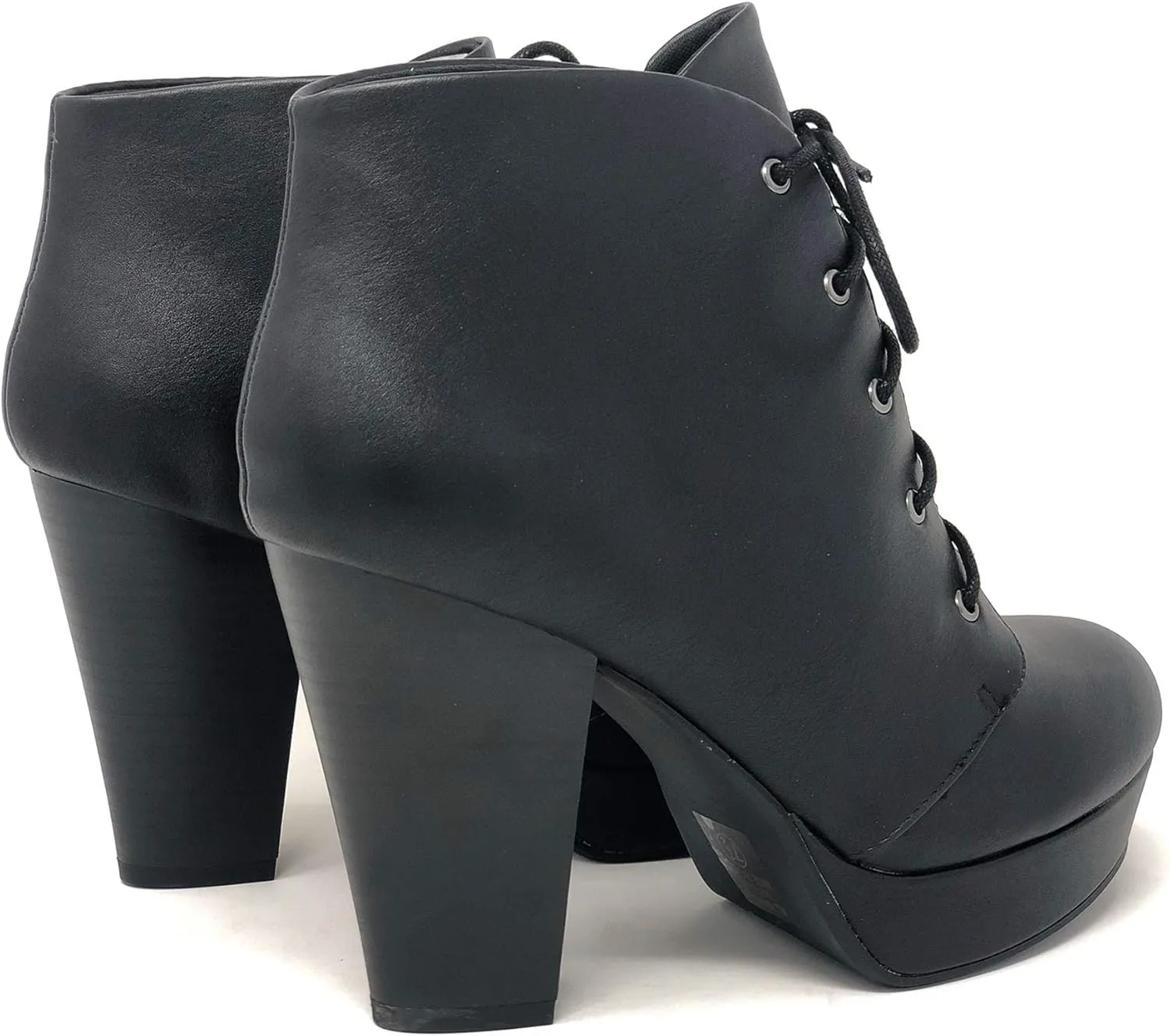 Soda Women's Agenda Ankle Lace Up Platform Chunky Heel Ankle Bootie