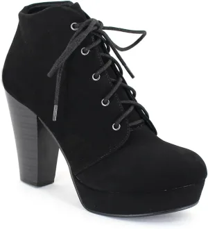 Soda Women's Agenda Ankle Lace Up Platform Chunky Heel Ankle Bootie