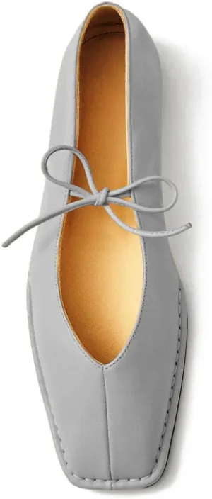 Square Toe Ballet Flats for Women Lace Up Blanket Stitch Sole Sewing Shoes Comfortable Casual Mary Jane Ballerina Flats