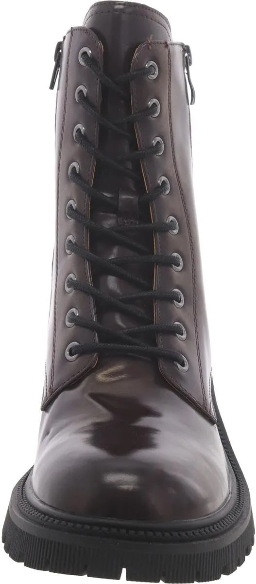 Steve Madden Womens Canny Leather Block Heel Combat & Lace-Up Boots