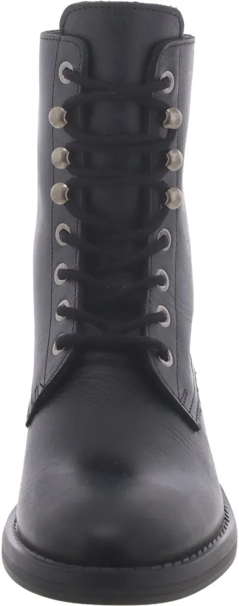 Steve Madden Womens Devie Leather Moto Combat & Lace-Up Boots
