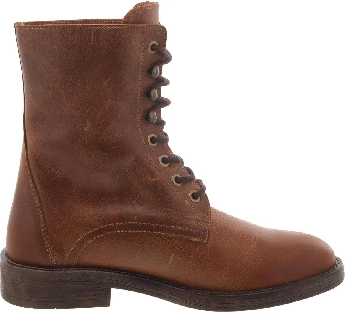 Steve Madden Womens Devie Leather Moto Combat & Lace-Up Boots