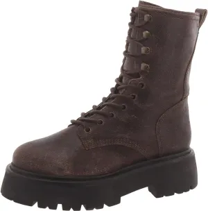 Steve Madden Womens Rowen Leather Ankle Combat & Lace-Up Boots