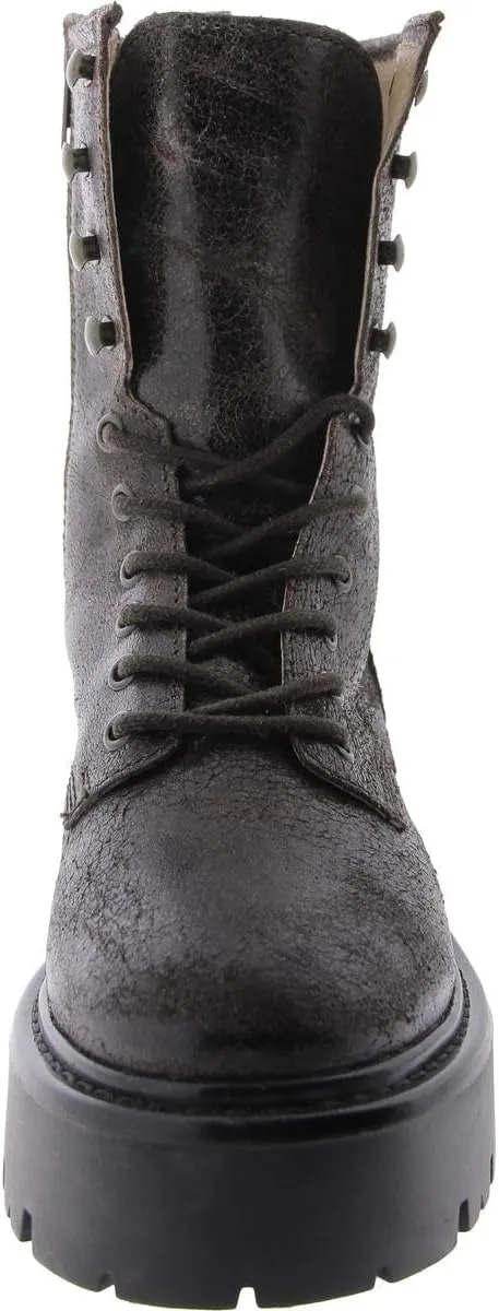 Steve Madden Womens Rowen Leather Ankle Combat & Lace-Up Boots