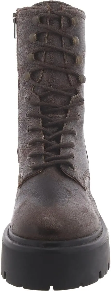 Steve Madden Womens Rowen Leather Ankle Combat & Lace-Up Boots