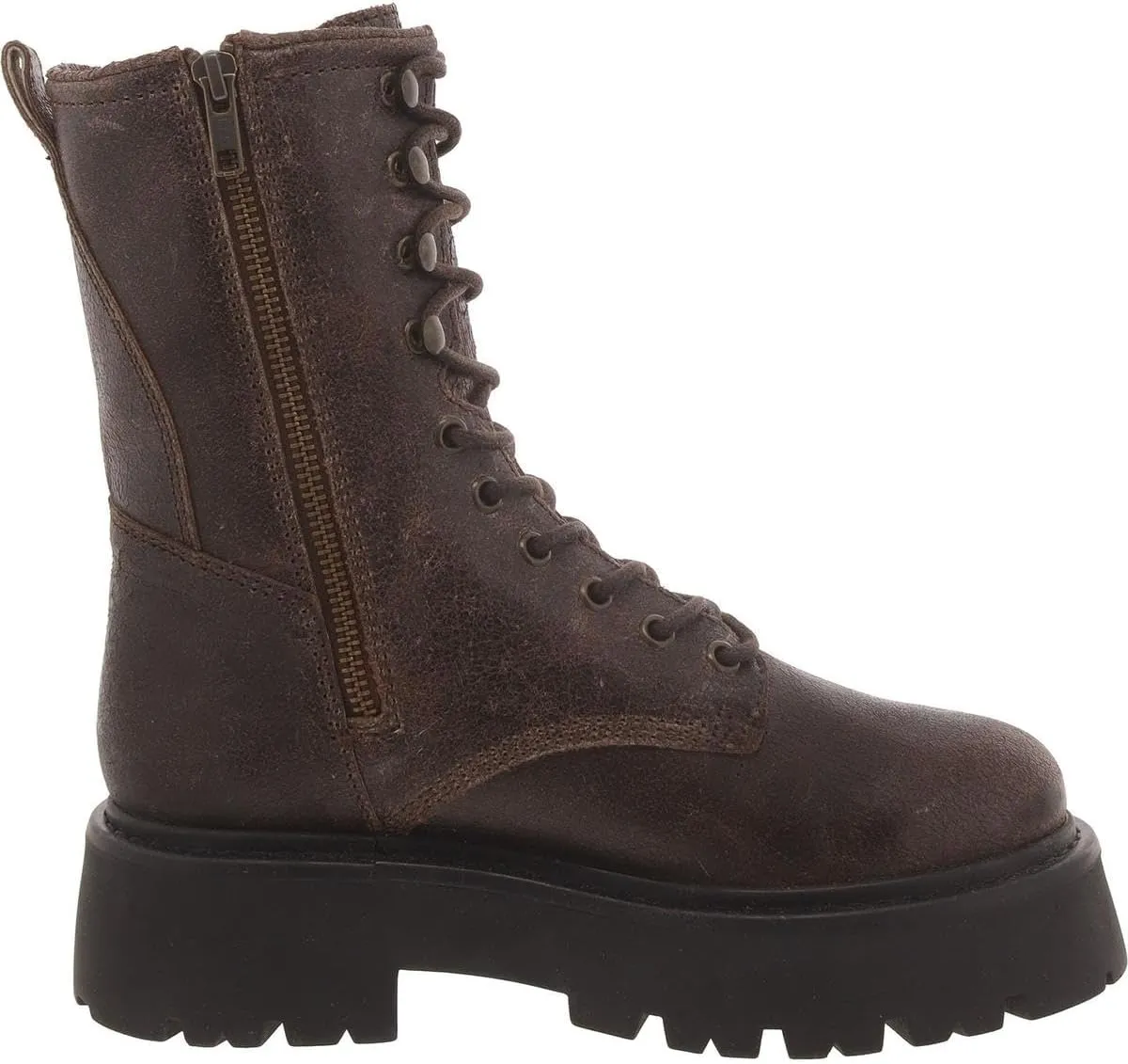 Steve Madden Womens Rowen Leather Ankle Combat & Lace-Up Boots