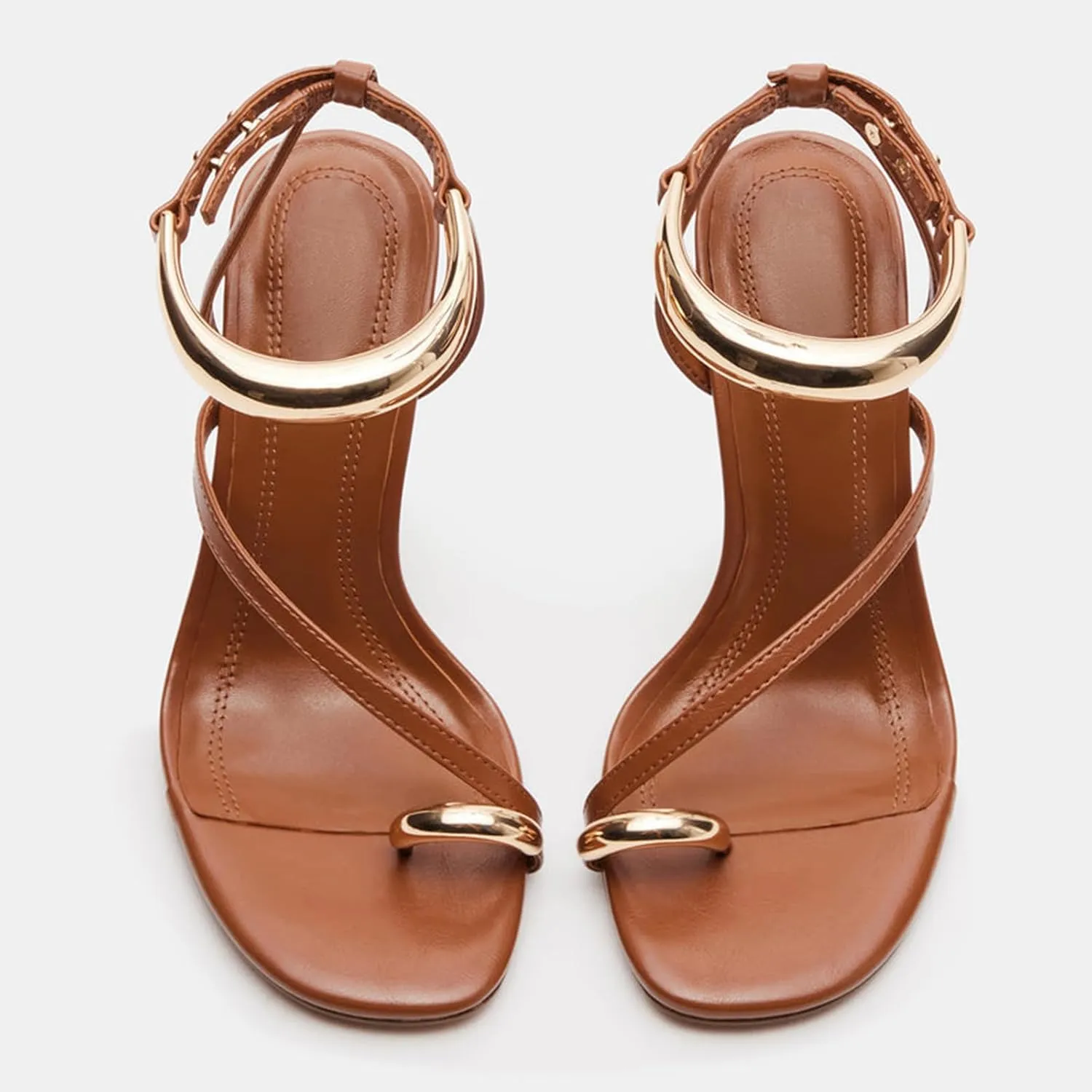 Strappy Heels Sandals for Women Stiletto Heels Slingback Sandals Summer Dressy Open Round Toe Heeled Sandals